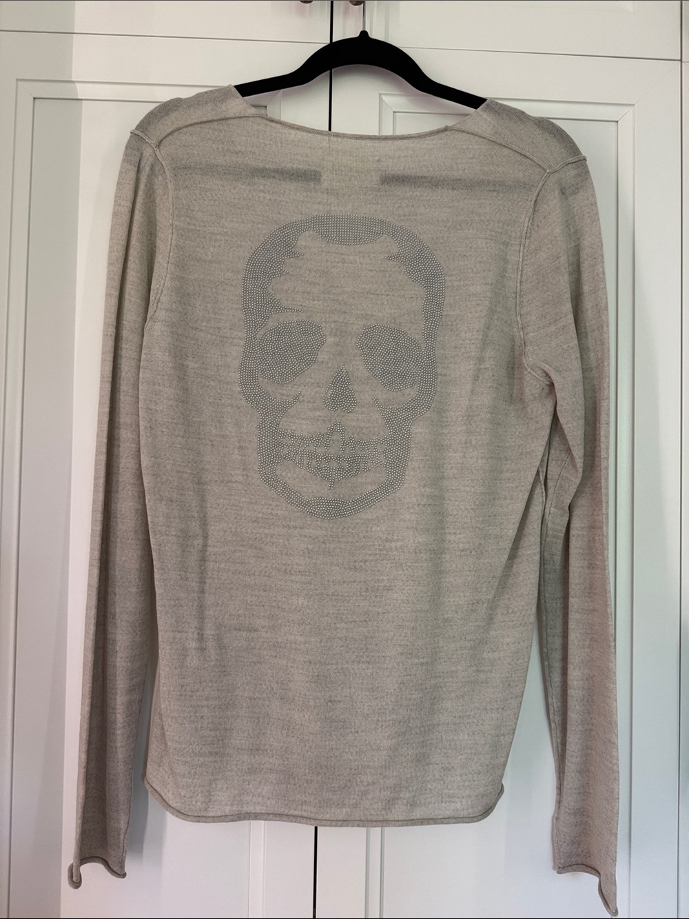 ZADIG & VOLTAIRE MERINO WHITE SKULL KNIT SHIRT